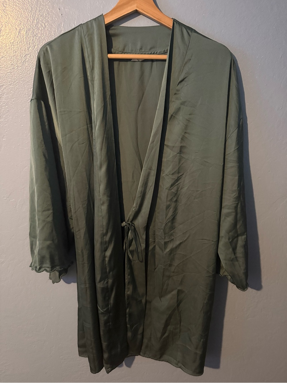 Danskin Womens Olive Green Kimono Jacket - Lightweight Open Front